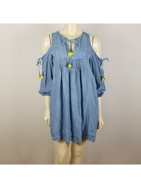 Rebecca Minkoff mini boho hippie Tassel slit sleeve dress XS